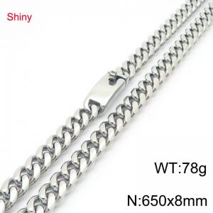 Fashion stainless steel 8mm steel color round ground Cuban necklace - KN290400-Z