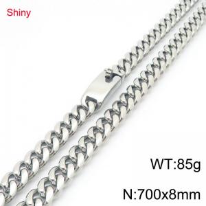 Fashion stainless steel 8mm steel color round ground Cuban necklace - KN290401-Z