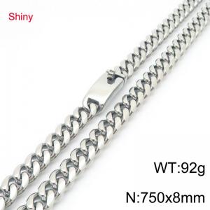 Fashion stainless steel 8mm steel color round ground Cuban necklace - KN290402-Z
