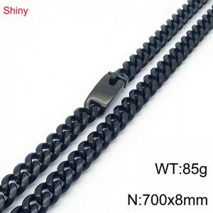 Fashion stainless steel 8mm black round ground Cuban necklace - KN290408-Z