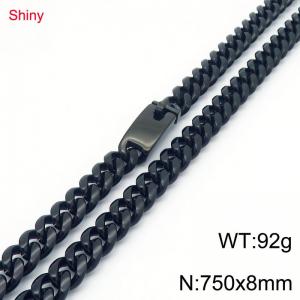 Fashion stainless steel 8mm black round ground Cuban necklace - KN290409-Z