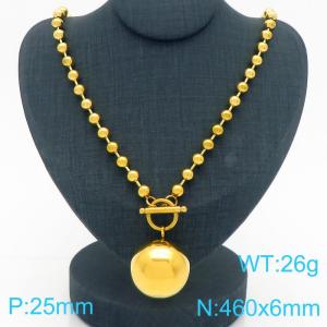 460X6MM Round Bead Chain Stainless Steel Necklace Women's Large Round Bead Pendant Jewelry Gold Colour - KN290425-Z