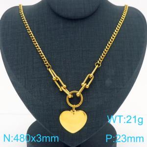 Stainless Steel Heart Love Pendant Necklace For Women Girl Fashion Horseshoe Chain Collar Waterproof Jewelry - KN290428-Z