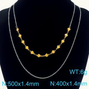 500x1.4MM  Women Stainless Steel O-Chain Necklace Double Chain DIY Love Waterproof Jewelry - KN290430-Z