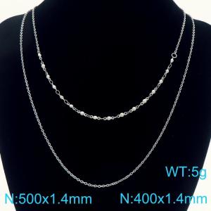 500x1.4MM  Women Stainless Steel O-Chain Necklace Double Chain DIY Waterproof Jewelry - KN290431-Z