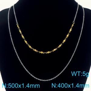 500x1.4MM  Women Stainless Steel O-Chain Necklace Double Chain DIY Waterproof Jewelry - KN290432-Z