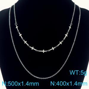 500x1.4MM  Women Stainless Steel O-Chain Necklace Double Chain DIY Waterproof Jewelry - KN290433-Z