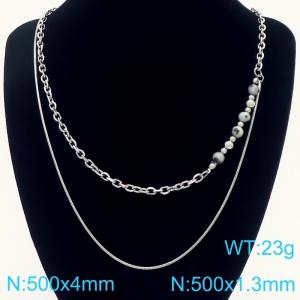 500x1.4MM  Women Stainless Steel O-Chain Necklace Double Chain DIY Waterproof Jewelry - KN290435-Z
