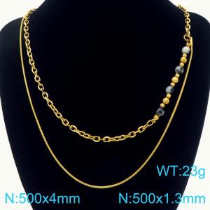 500x1.4MM  Women Stainless Steel O-Chain Necklace Double Chain DIY Waterproof Jewelry - KN290436-Z