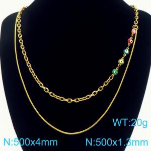 500x1.4MM  Women Stainless Steel O-Chain Necklace Double Chain DIY Waterproof Jewelry - KN290438-Z