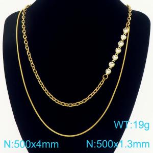 500x1.4MM  Women Stainless Steel O-Chain Necklace Double Chain DIY Waterproof Jewelry - KN290441-Z