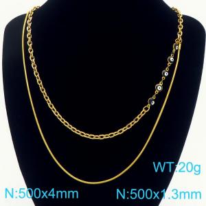 500x1.4MM  Women Stainless Steel O-Chain Necklace Double Chain DIY Waterproof Jewelry - KN290443-Z