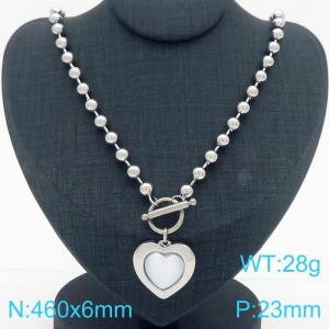 460X6MM Round Bead Chain Stainless Steel Necklace Women's Party Colorful Stone Love Jewelry Silver Color - KN290490-Z