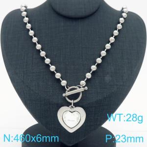 460X6MM Round Bead Chain Stainless Steel Necklace Women's Party Colorful Stone Love Jewelry Silver Color - KN290494-Z