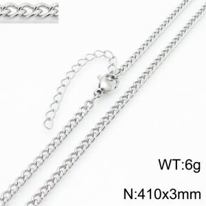 Simple and personalized stainless steel 410 × 3mm Cuban chain lobster buckle temperament silver necklace - KN290526-Z