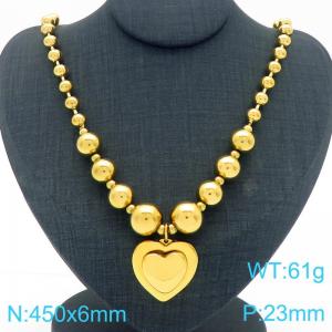 European and American cross-border personalized fashion exaggerated design gold-plated bead necklace peach heart pendant - KN290859-Z