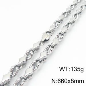 Vintage Silver Openwork Stainless Steel Necklace - KN291103-KFC