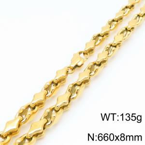 Vintage Gold Openwork Stainless Steel Necklace - KN291104-KFC