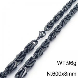 European and American fashion personality stainless steel 600 × 8mm special chain lobster buckle domineering  black necklace - KN291131-Z