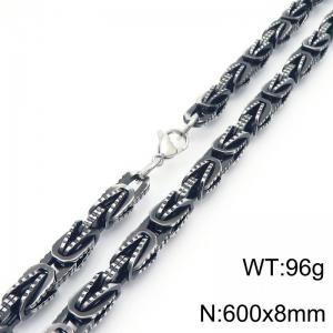 European and American fashion personality stainless steel 600 × 8mm special chain lobster buckle domineering retro black necklace - KN291132-Z