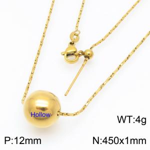 European and American fashion stainless steel special chain string 12mm hollow gold round beads women's jewelry charm gold necklace - KN291140-Z