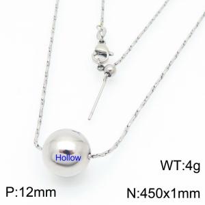 European and American fashion stainless steel special chain string 12mm hollow round beads women's jewelry charm silver necklace - KN291141-Z
