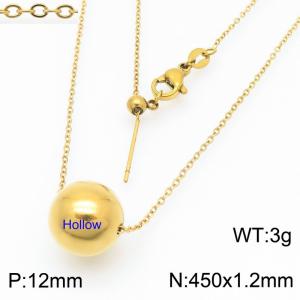 European and American fashion stainless steel O-shaped chain string 12mm hollow gold round beads women's jewelry charm gold necklace - KN291142-Z