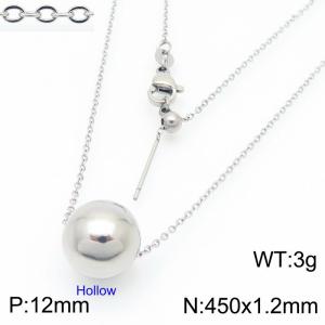 European and American fashion stainless steel O-shaped chain string 12mm hollow round beads women's jewelry charm silver necklace - KN291143-Z