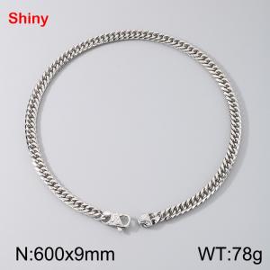 Stainless steel double woven double buckle six sided ground necklace - KN291166-Z