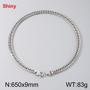Stainless steel double woven double buckle six sided ground necklace - KN291167-Z