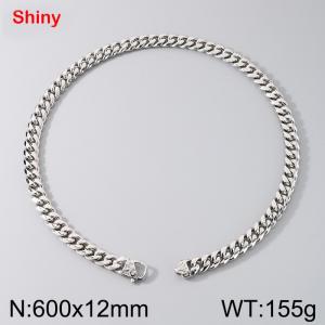 Stainless steel round ground encrypted Cuban necklace - KN291196-Z