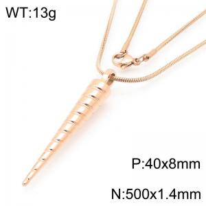 European and American fashion personality stainless steel snake bone chain hanging conch pendant temperament rose gold necklace - KN291232-K