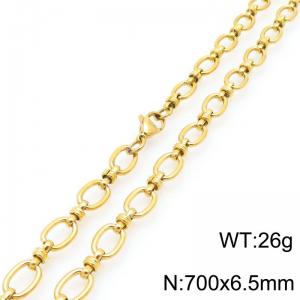700mm Fashion Stainless Steel Oval Hollow Necklace Circle Knot Chain 18k Gold Necklaces For Women Men - KN291358-Z