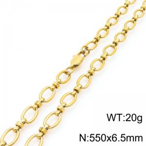 550mm Wholesale Stainless Steel Oval Hollow Necklace Circle Knot Chain 18k Gold Necklaces For Women Men - KN291369-Z