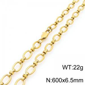 600mm Wholesale Stainless Steel Oval Hollow Necklace Circle Knot Chain 18k Gold Necklaces For Women Men - KN291370-Z