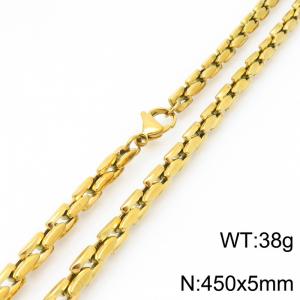 5mm Stainless Steel Link Chain Necklaces For Men And Women Simple Fashion Gold Color Jewelry - KN291381-Z