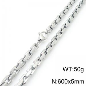 5mm Stainless Steel Link Chain Necklaces For Men And Women Simple Fashion Silver Color Jewelry - KN291391-Z