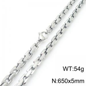 5mm Stainless Steel Link Chain Necklaces For Men And Women Simple Fashion Silver Color Jewelry - KN291392-Z