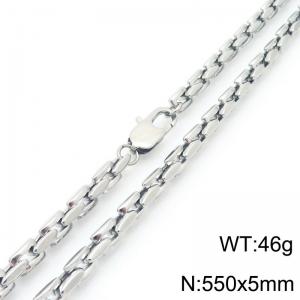 5mm Stainless Steel Link Chain Necklaces For Men And Women Simple Fashion Silver Color Jewelry - KN291404-Z