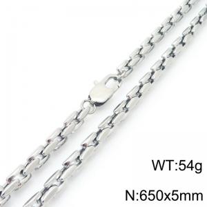 5mm Stainless Steel Link Chain Necklaces For Men And Women Simple Fashion Silver Color Jewelry - KN291406-Z