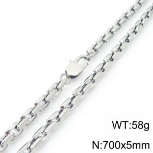5mm Stainless Steel Link Chain Necklaces For Men And Women Simple Fashion Silver Color Jewelry - KN291407-Z