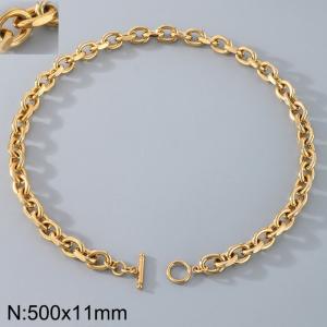 Stainless Steel OT Buckle Grinding Edge O-Chain Necklace - KN291561-Z