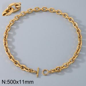 Stainless Steel OT Buckle Grinding Edge O-Chain Necklace - KN291573-Z