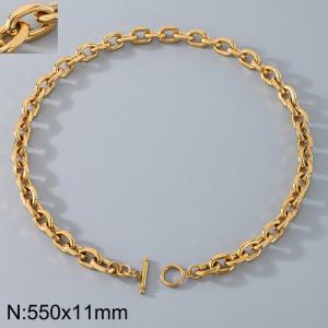Stainless Steel OT Buckle Grinding Edge O-Chain Necklace - KN291574-Z