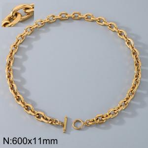 Stainless Steel OT Buckle Grinding Edge O-Chain Necklace - KN291575-Z