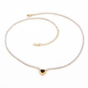 Stainless Steel Stone Necklace - KN291676-HR
