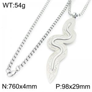 Fashionable and personalized stainless steel creative level silver snake pendant temperament silver necklace - KN291691-GC