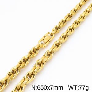 Stainless steel jewelry buckle, gold striped double chain necklace - KN291696-Z