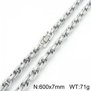 Stainless steel jewelry buckle striped double chain necklace - KN291700-Z