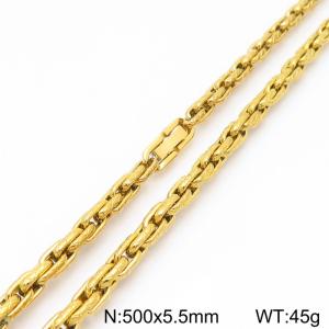 Stainless steel jewelry buckle gold cross pattern double woven chain necklace - KN291702-Z